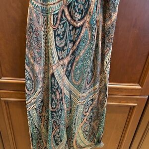 Peruvian Connection Teal and Orange Maxi Skirt, like new, M.
